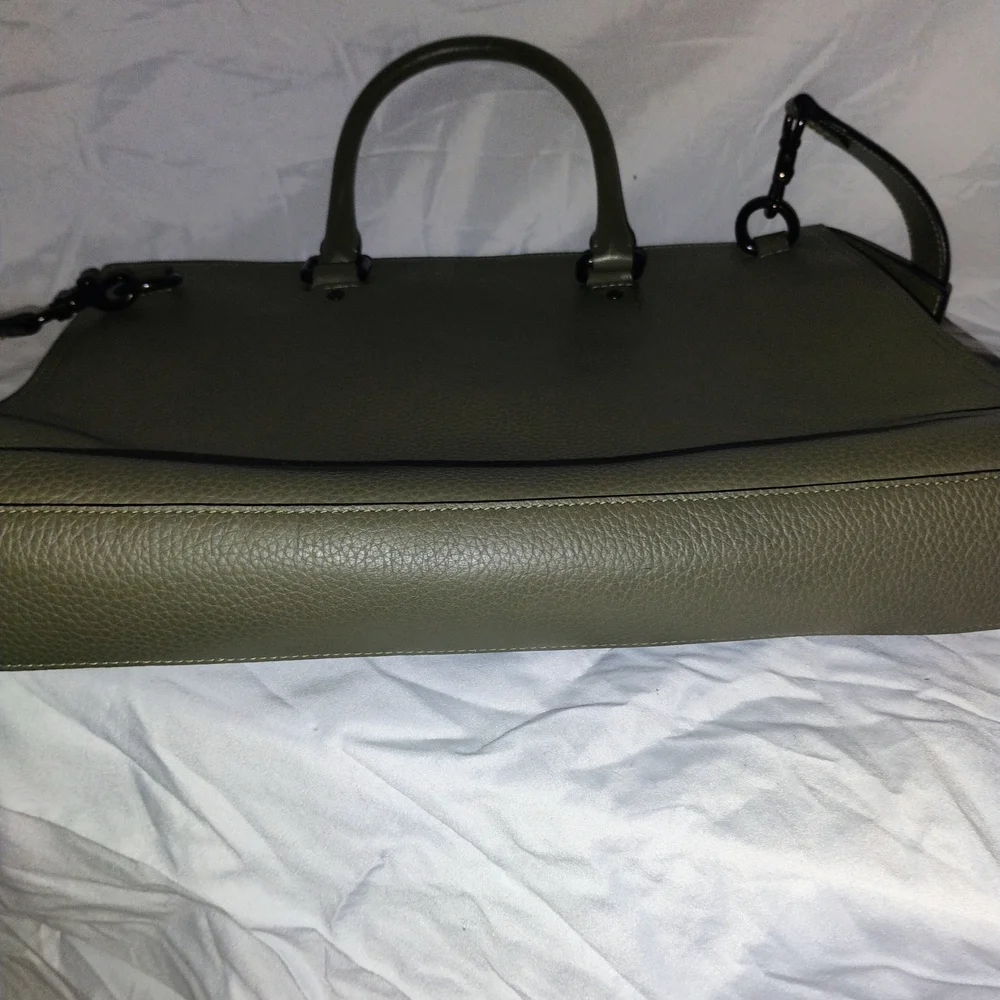 Coach Olive Green Pebbled Leather Satchel